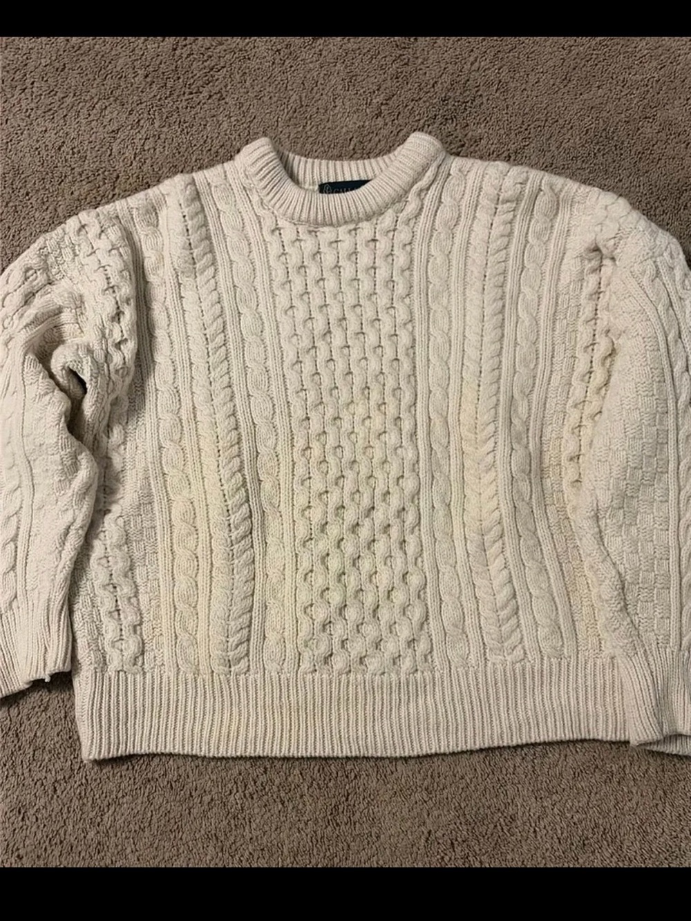 Classic Cream Cable Crewneck Sweater - Women's